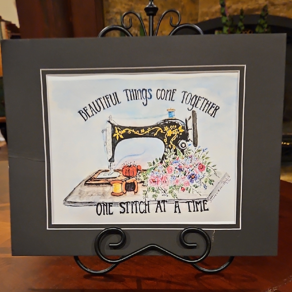 Susan Weaver-Haskell  Original Signed Watercolor Sewing Painting